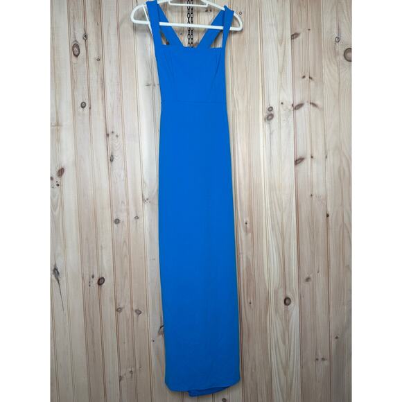 NWT Lulus Glamorous Dedication Blue Sleeveless Column Maxi Dress Gala Banquet S - Picture 2 of 10